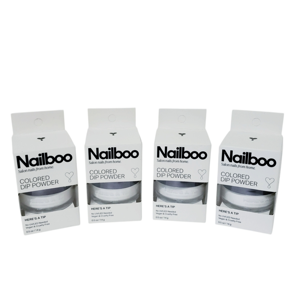 Nailboo Colored Dip Powder Heres A Tip/White 4-Pack 0.5oz each Cruelty Free NEW